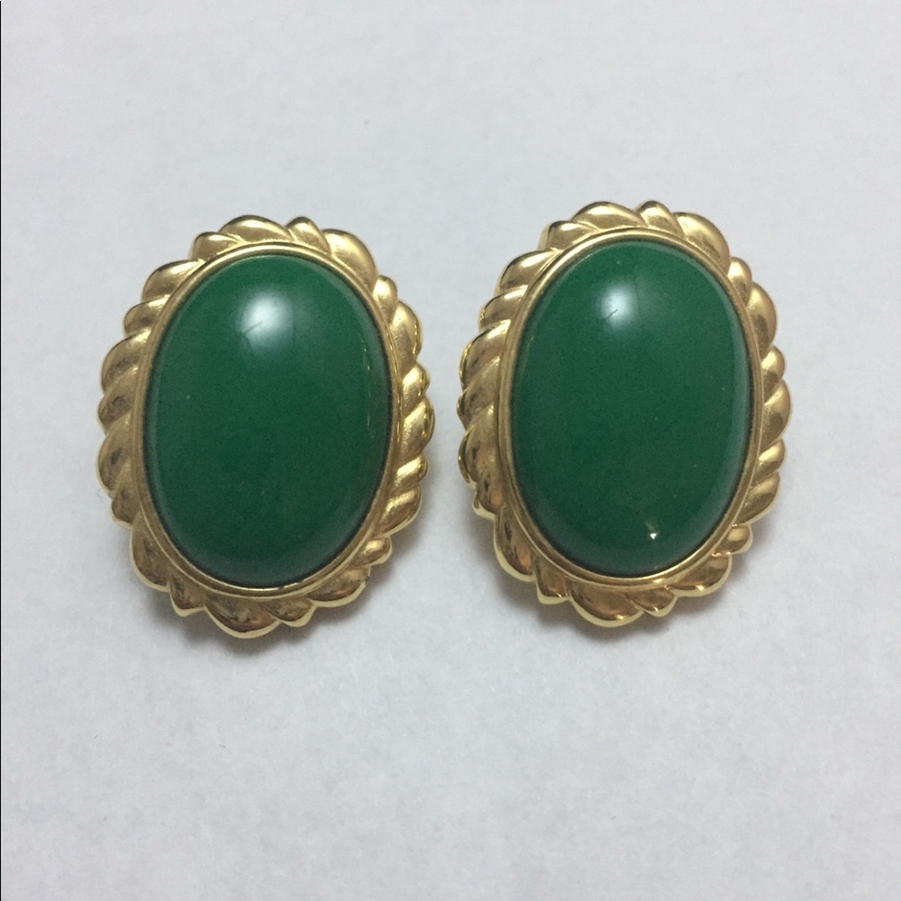 Vintage MONET Green Earrings